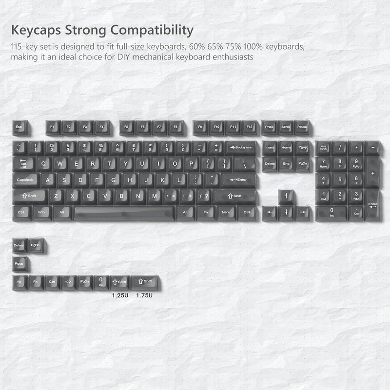 Womier Keyboard Keycaps Jelly, Black Keycaps Clear 60 65 75 100 Percent, Transparent Cute Custom Key Cap Set for Cherry MX, Kailh, Outemu, Gateron Mechanical Keyboards(MDA Profile) - Image 3